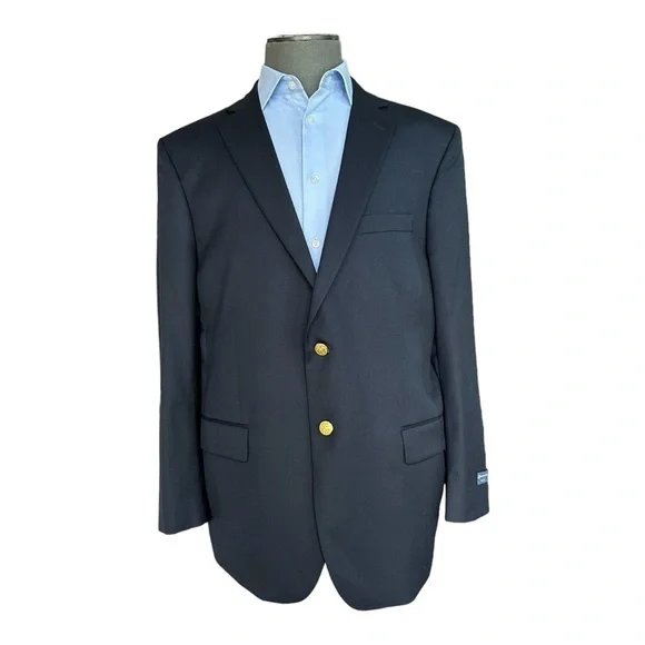 BROOKS BROTHERS Madison Fit Blue Gold Button Front Wool Blazer Sport Coat Jacket - Picture 2 of 10